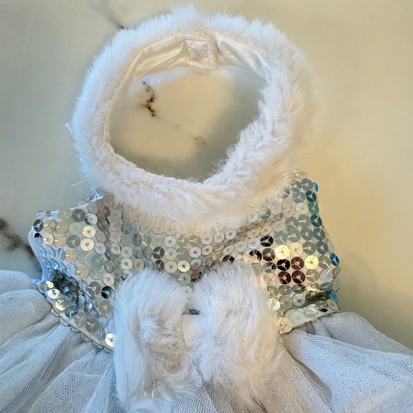 Build-A-Bear Workshop White Sequin Tutu Dress Faux Fur Trim Winter Reindeer 2014 - Picture 2 of 11